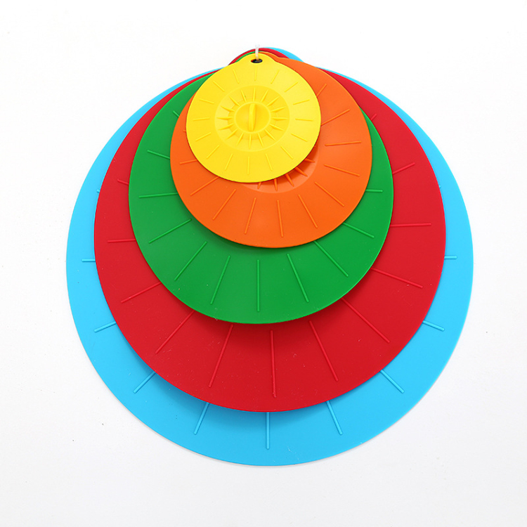BPA Free Heat Resistant 5pcs Per Set Suction Lid Food Cover Silicone Pot Lid