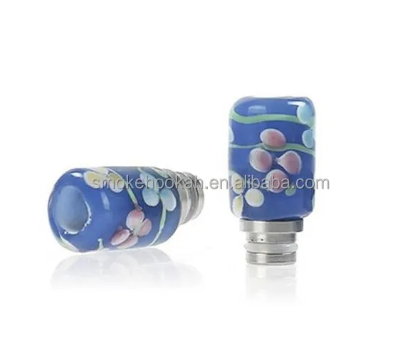 Hottest selling 510 art glass drip tip, flower drip tip with stainless steel base in stock