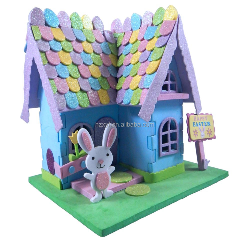 3D Puzzle glitzy пены Кукольный дом pet кукольный домик DIY подарок пены дом с двор