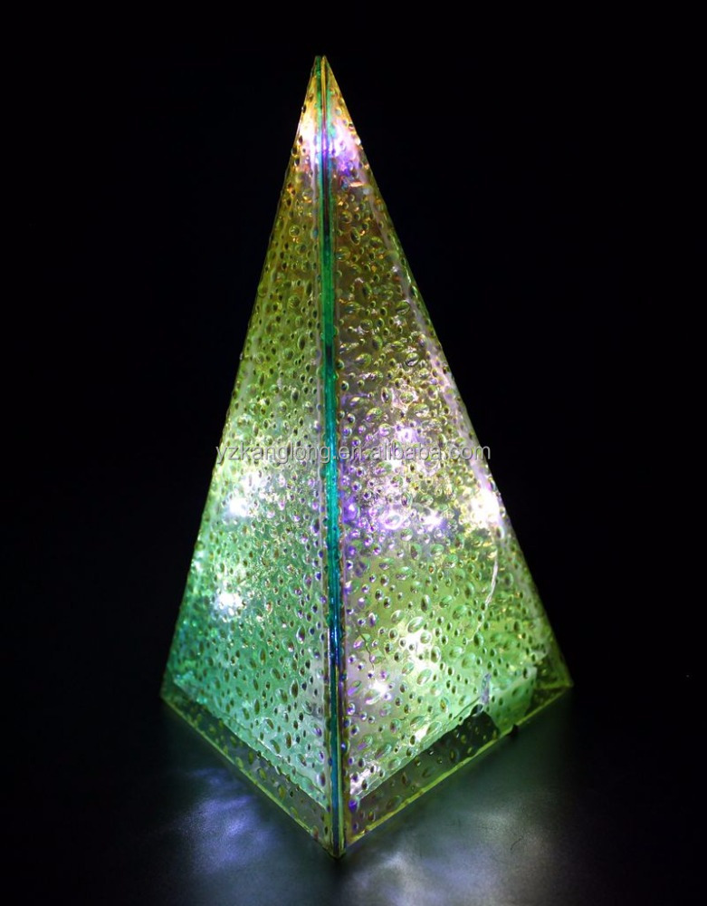 NEW/Popular rainbow glass pyramid/cone lamphouse with led lights and Reflective effect  for special home decoration