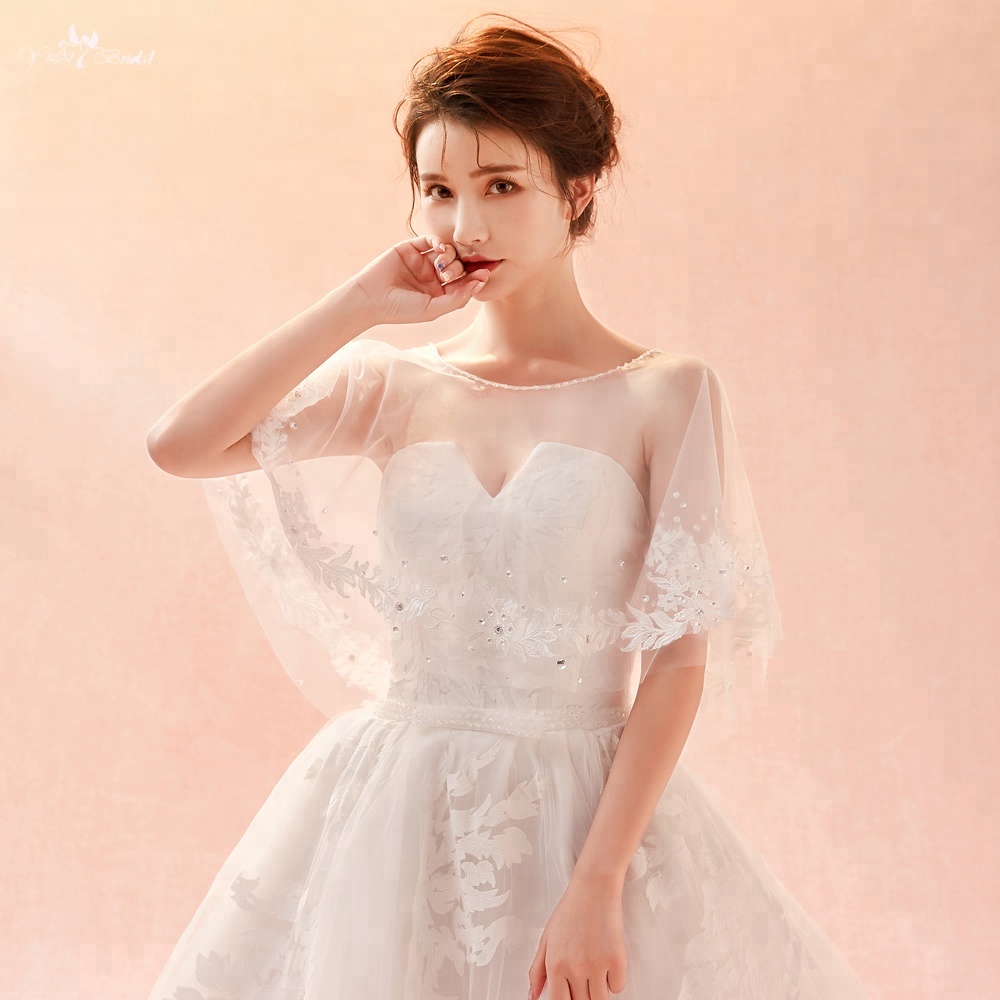 LZP277 реальные фотографии Yiaibridal элегантность кружево и Rhineston слоновой кости тюль Свадебные Болеро Женщина Лодка декольте Иллюзия Свадебные шаль
