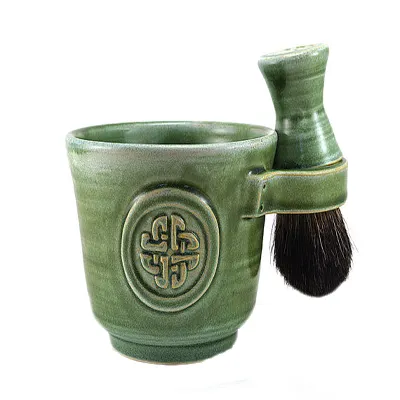 OEM Wholesale custom Shaving Kit Shaving Tools,Celtic Knot Shaving Set,Green Shaving Brushes and Mugs