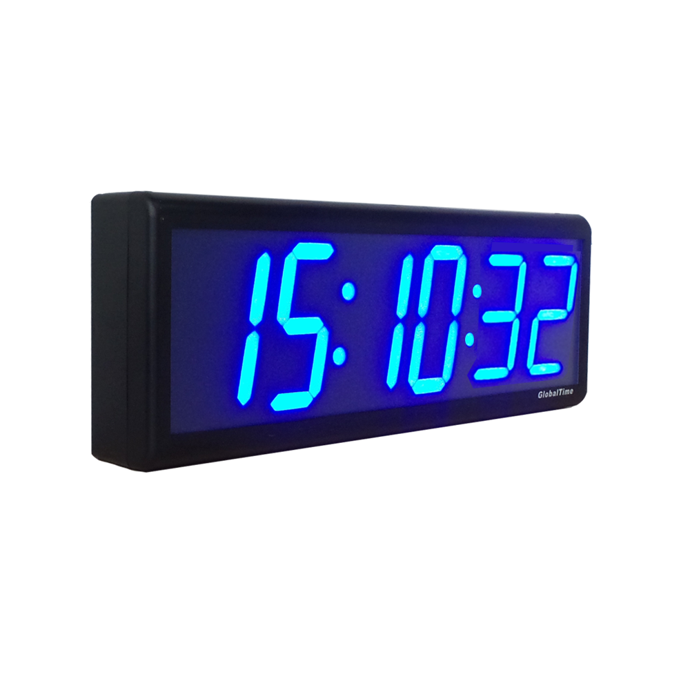 Цифровые настенные часы, 4,0 дюйма, синие, 6 цифр, LED, PoE