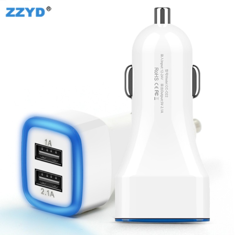 ZZYD Универсальный двойной USB порты 2.1A Автомобиль LED Зарядное устройство телефон