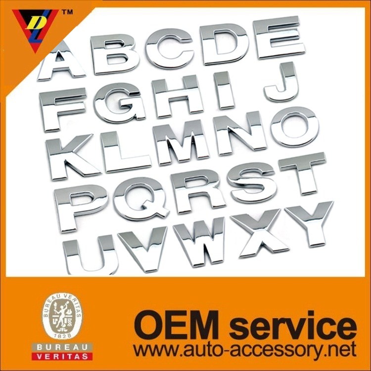 Customize size plastic chrome alphabet letters for car