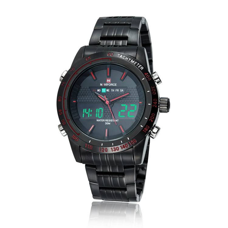 Мужские водонепроницаемые спортивные часы NAVIFORCE 9024, Мужские Аналоговые цифровые светодиодные часы из нержавеющей стали с двойным циферблатом, часы naviforce reloj
