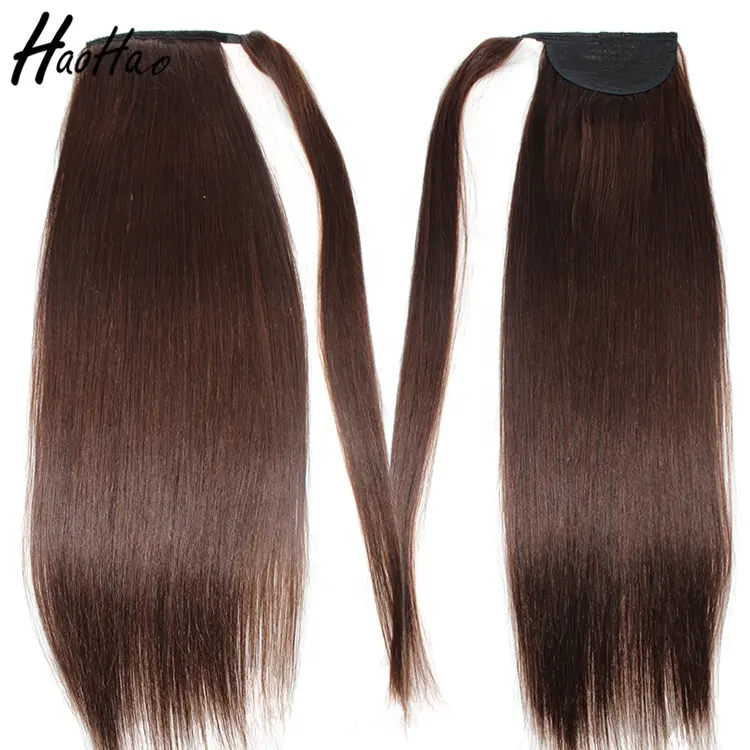 Side Fashionable Elastic bands straight brazilian hair extension ponytail human hair