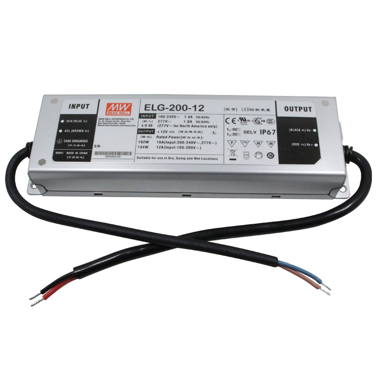 Водонепроницаемый светодиодный драйвер источника питания Meanwell ELG IP65 IP67 75 Вт ~ 300 Вт с постоянным напряжением