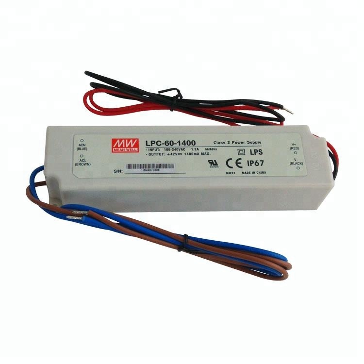 LPC-60-1400 водонепроницаемый светодиодный драйвер IP67 60W 1400mA Mean Well с постоянным током
