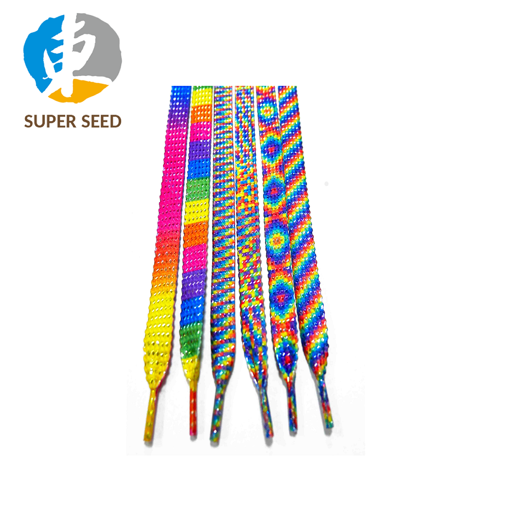 Superseed SS-1002 сублимации блеск Радужный шнурки для обуви