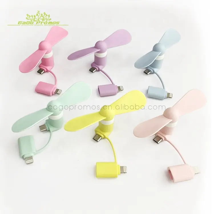 2019 Summer Cheap Promotional Item Portable 2 in 1 Mobile Phone USB Mini Fan for iPhone for Android