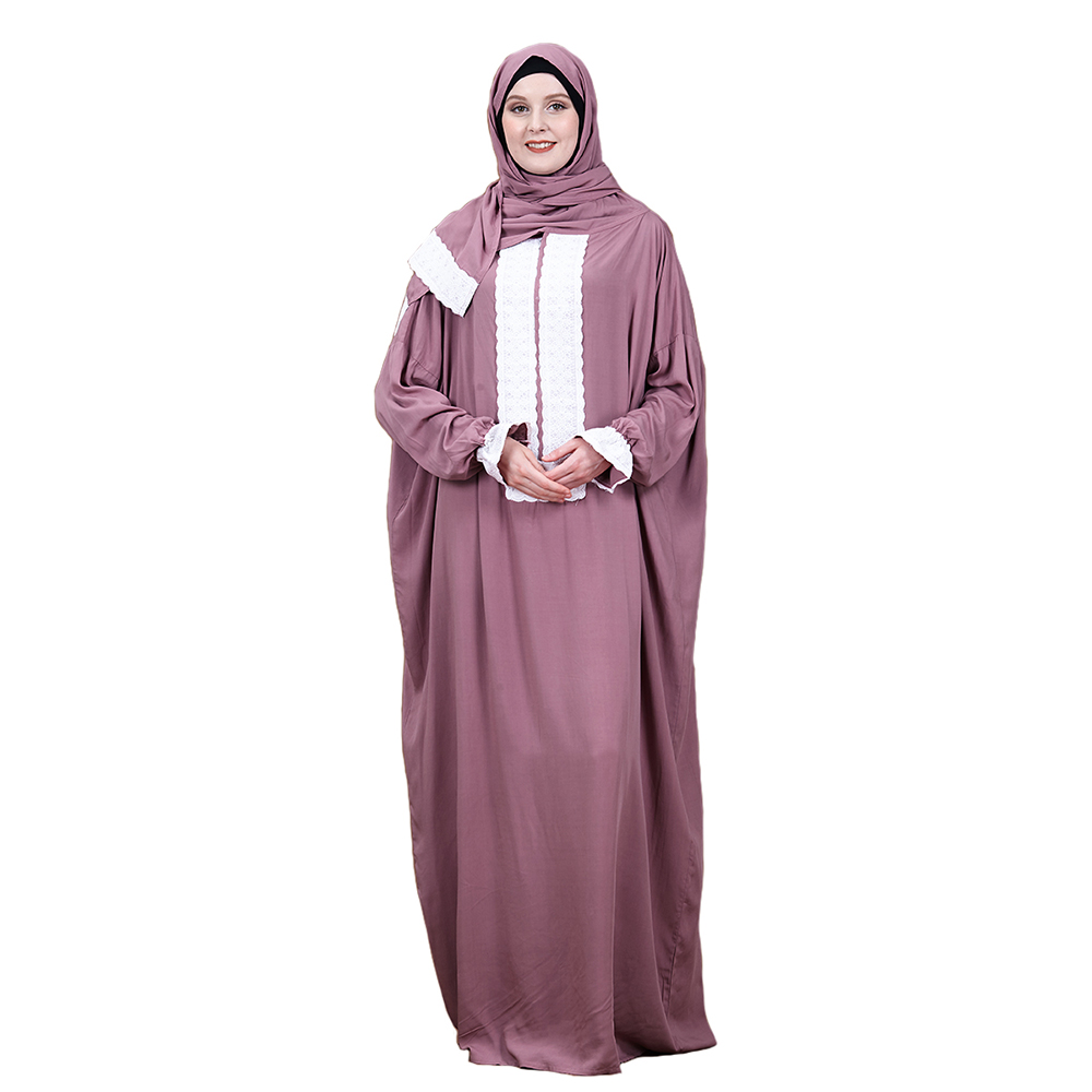Zakiyyah PD002 молитвенная одежда, мусульманский хиджаб, свободная молния, абайя джидды, простой дизайн с кружевом, однотонные, большие размеры