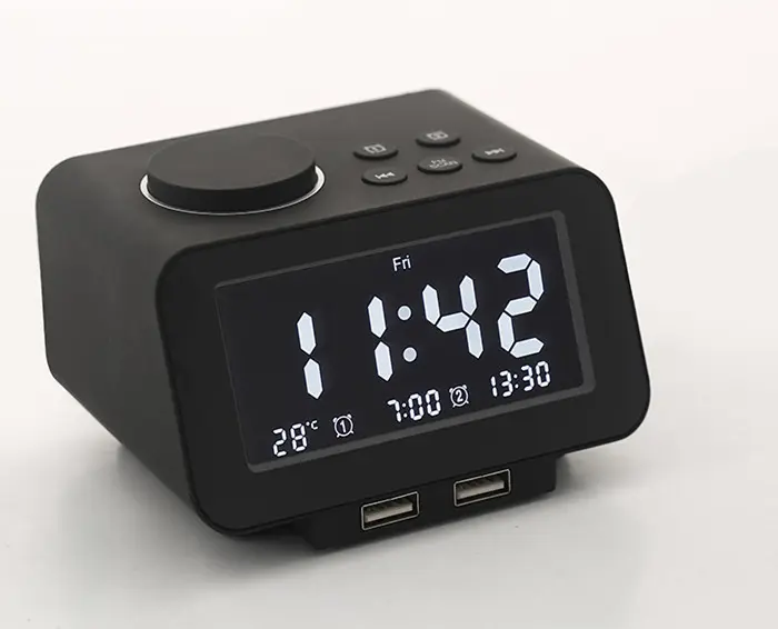K8 Small LCD Display Digital Radio Alarm Clock With Dual USB Charger