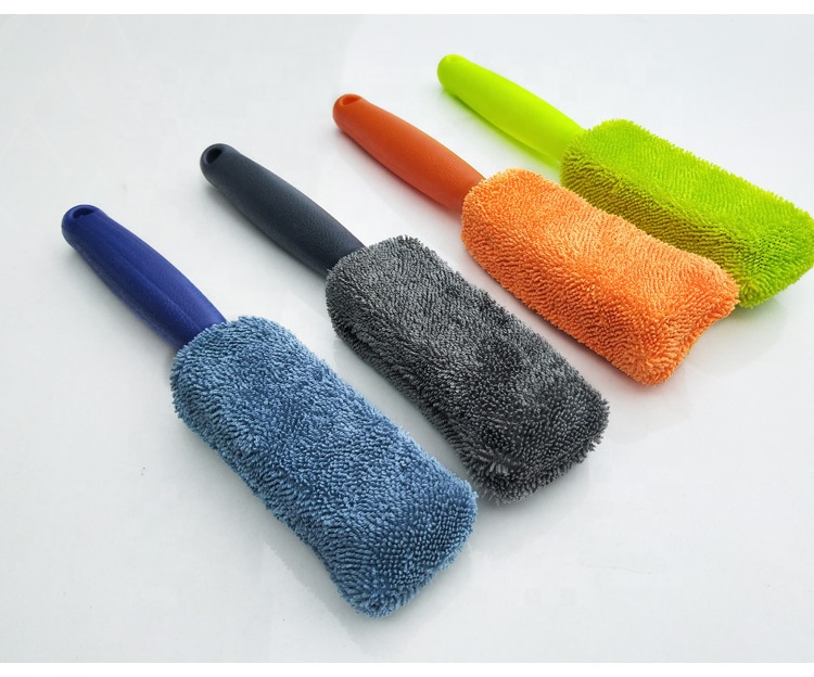 Car cleaner small braid cloth brush microfiber long handle tire brush