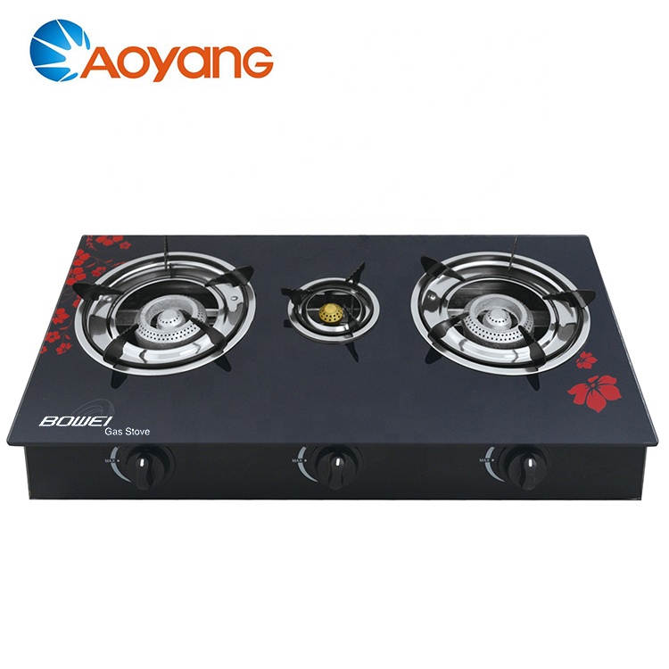 Home appliance tempered glass three burner gas stove