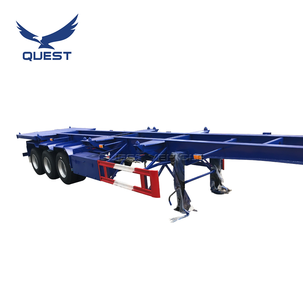 Factory Direct Tri Axle Skeleton 40ft Container Semi-Trailer With Chassis On Sale