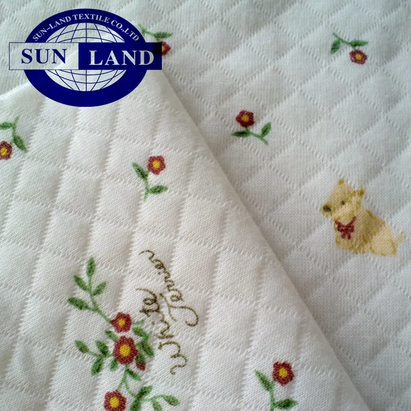 100 Cotton printed CVC jacquard interlock fabric for sleepwear or baby cloths