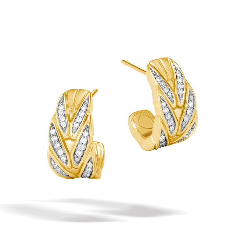 Caoshi High Quality Leaf Shaped Earrings Jewelry Gold Leather Leaf Earrings
