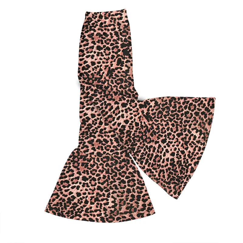 Factory Direct Fashion Design Baby Girl Clothes Leopard Trousers Bell Bottom Pants Kids Flare Pants