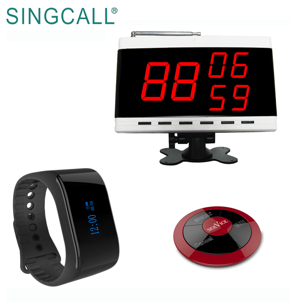 SINGCALL цифровая кнопка вызова официанта беспроводные наручные часы официанта пейджер