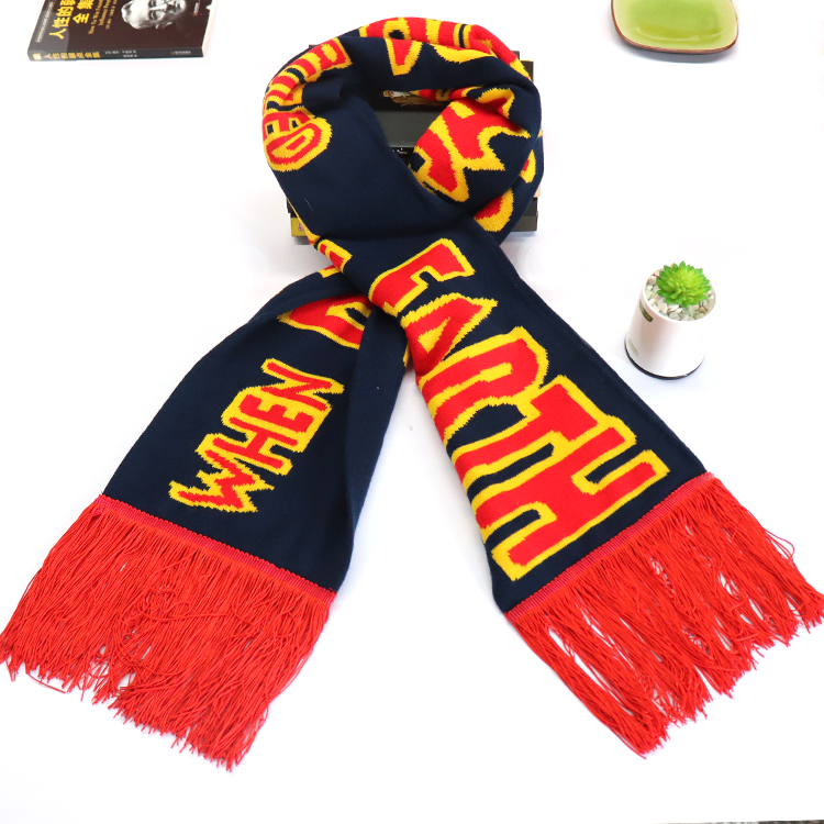 Spring Autumn Winter 100% Acrylic Knitted Football Fan Cashmere Scarf for boys girls football fans