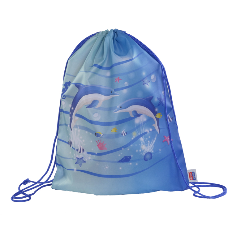 Переработанный 210D водонепроницаемый полиэстер Дети Рюкзак мешок drawstring