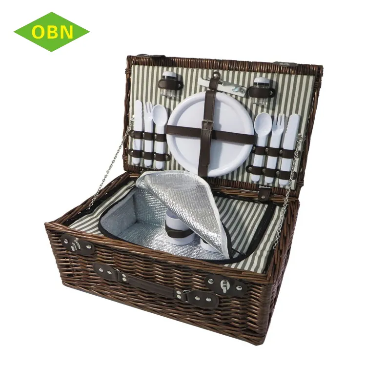 Picnic Basket 2018 New Design Hot Selling Outdoor Camping Empty Willow Wicker Picnic Basket For 2 Person