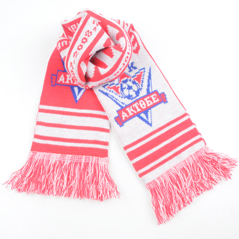 Popular Latest Design High Quality Printed Winter Red Scarf Sport Football Acyclic Knitted Fans Football Scarf