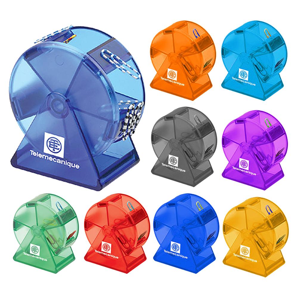 round transparent Plastic 5 sections sky ferris wheel built-in magnets desktop stand up stationery paper office clip dispenser