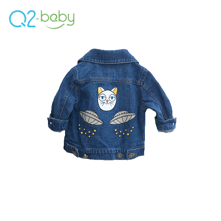 Q2-baby оптом покупки Новая Осенняя Высокого Качества Модная одежда для детей, детская джинсовая куртка, жакет