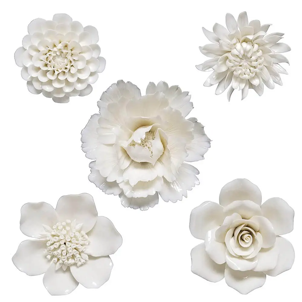 Cream Ceramic Floral Decor Wall Art  Flower