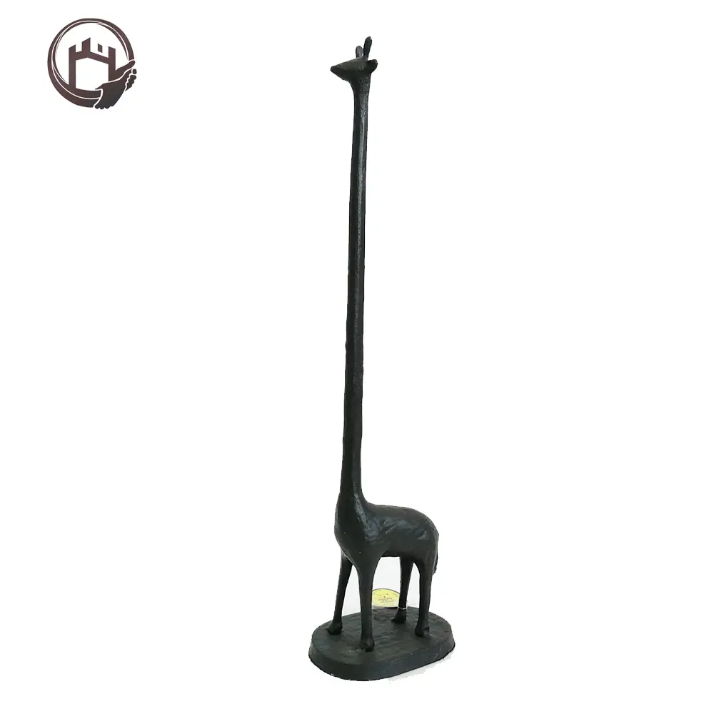 Vintage creative paper holder stand cast iron metal bronze giraffe animal shaped tissue paper holder support rack
