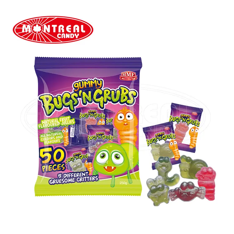 Gummy Halal 5073 Monster Bug'N Grubs Halloween Halal Gummy Candy With Natural Color
