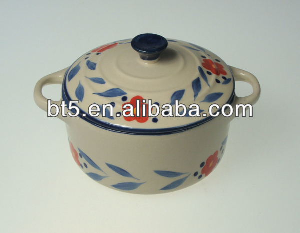 BT510-286 ceramic round flower decal casserole
