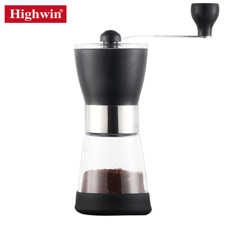 Highwin Factory Sales Directly Portable Black Hand Bean Mill Ceramic Burr Cordless Manual Coffee Grinder