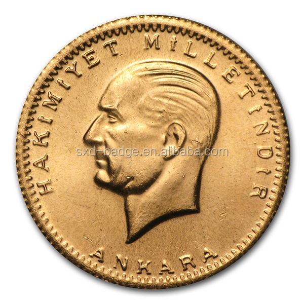 1 oz Turkey Kurush Ataturk Replicas tungsten gold coin banknotes With Thick Gold Plating