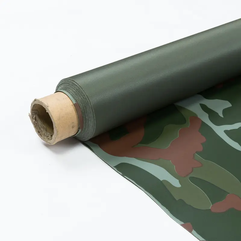 Fabric Pvc KM 6p Or 12p Camo Knitted Fabric Textile With Pvc Coated/laminated For Waders And Rainwear