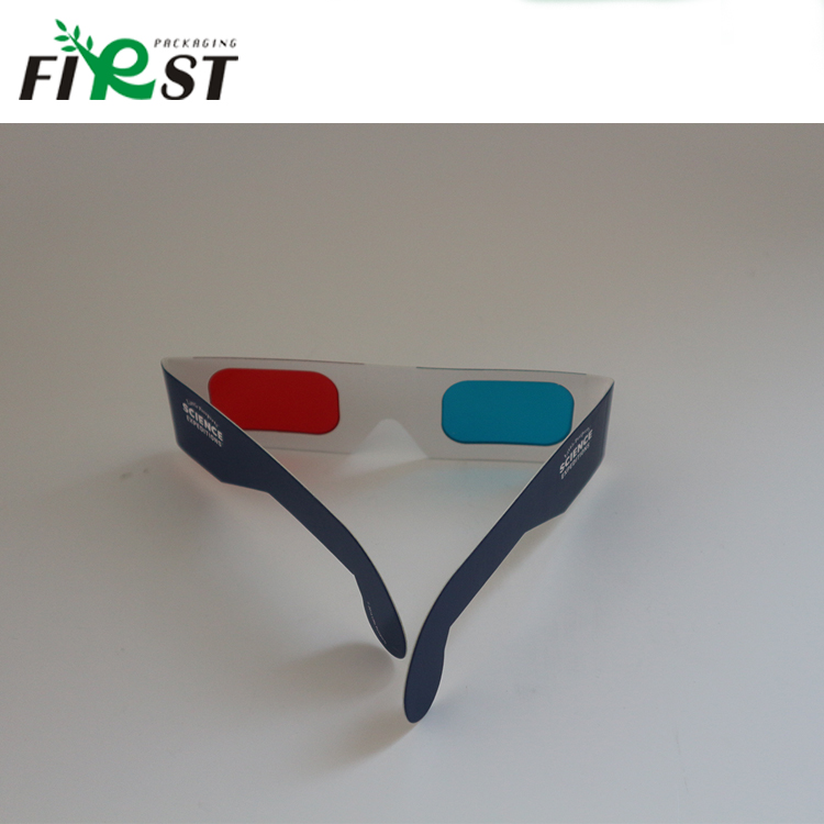Пользовательские логотип красный синий 3d бумажные очки