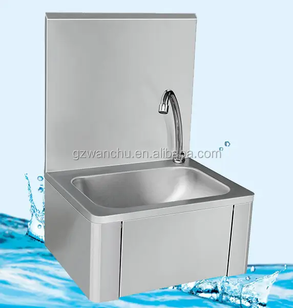 knee operated wall mount wash sink/commercial/stainless steel kitchen equipment /wholesales/stainless steel/with faucet