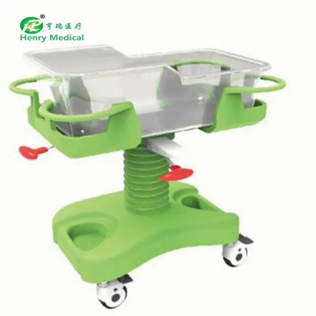 Hospital Furniture ABS Baby Trolley Newborn Baby Cot