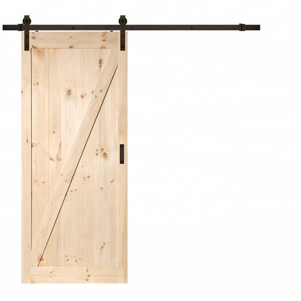 Customized pine wood barn door popular in market kitchen unfinished OEM pine wood barn door