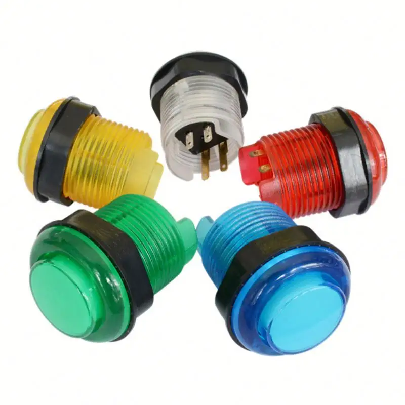 DIY Arcade Parts 30mm Red Yellow Blue Green White Round Momentary 5V LED illuminated Plastic Arcade Push Button