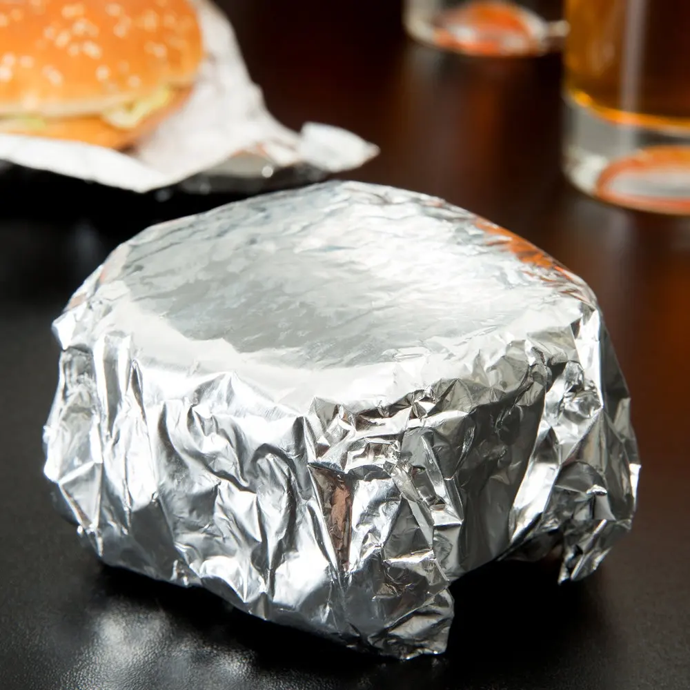 Изготовленная на заказ бумага из алюминиевой фольги, фаст-фуд, Термостойкая Бумага для упаковки гамбургеров