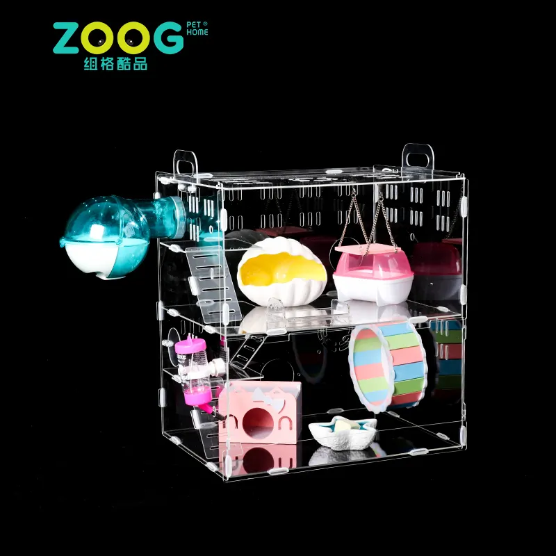 High with clear quality transparent acrylic hamster cage