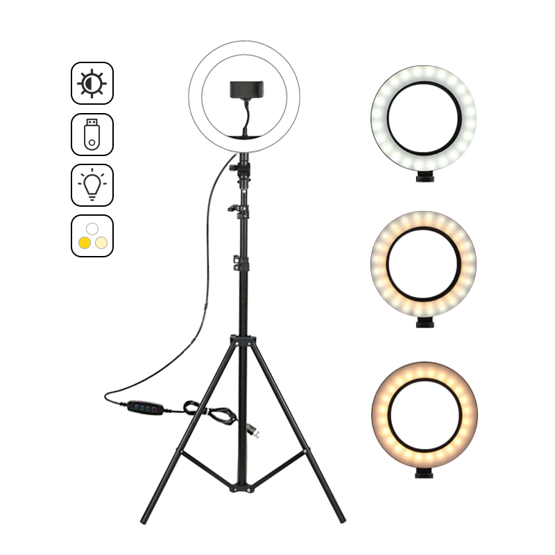 Живая фотография Dimmable 10 дюймов LED кольцо света с отрегулированным кронштейном