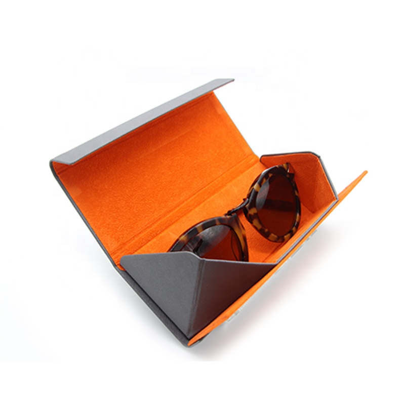 Triangle folding sunglasses pouch leather eyewear case handmade sunglasses packaging boxes