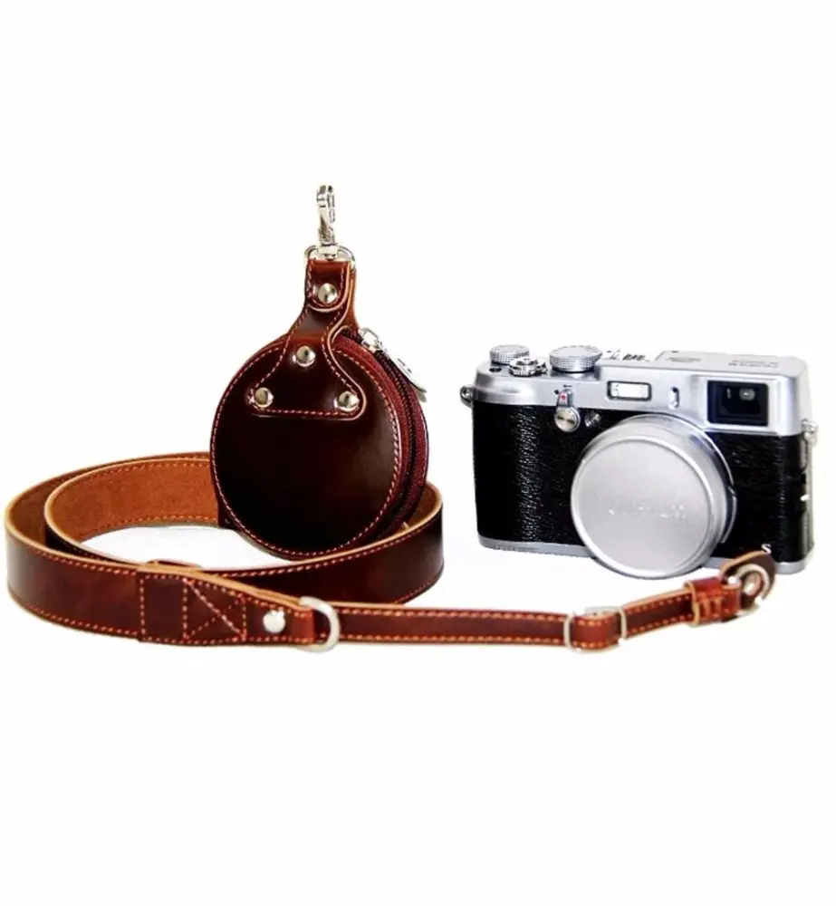 Premium Camera Leather Shoulder Neck Strap Belt + Storage Case Carrying Bag for Canon Nikon