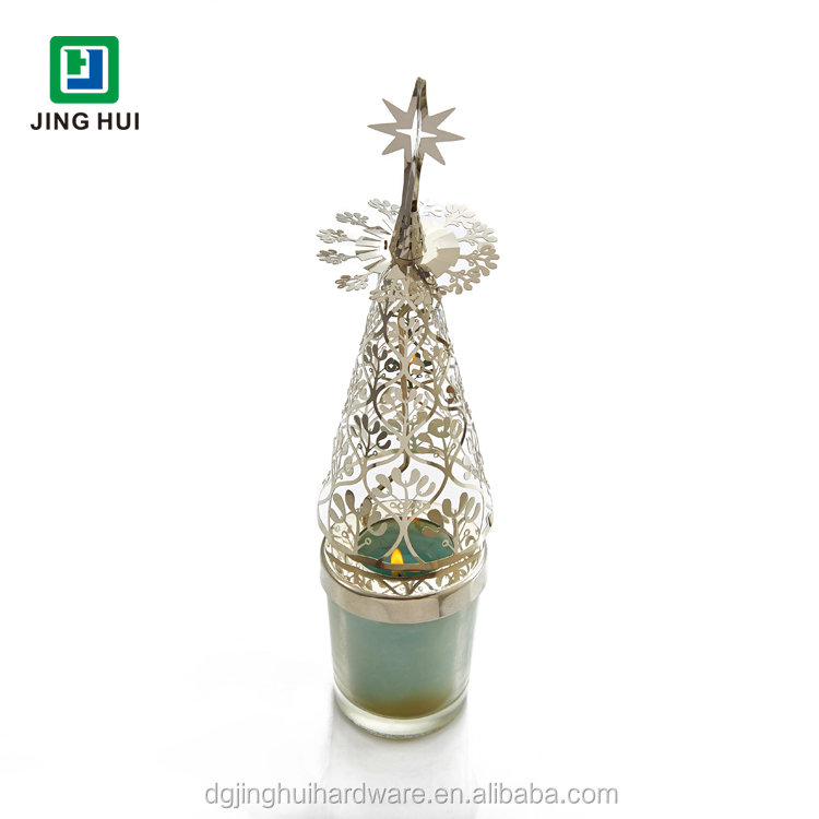 Personalized Etching Metal Decorative Christmas Tree Rotating Candlestick