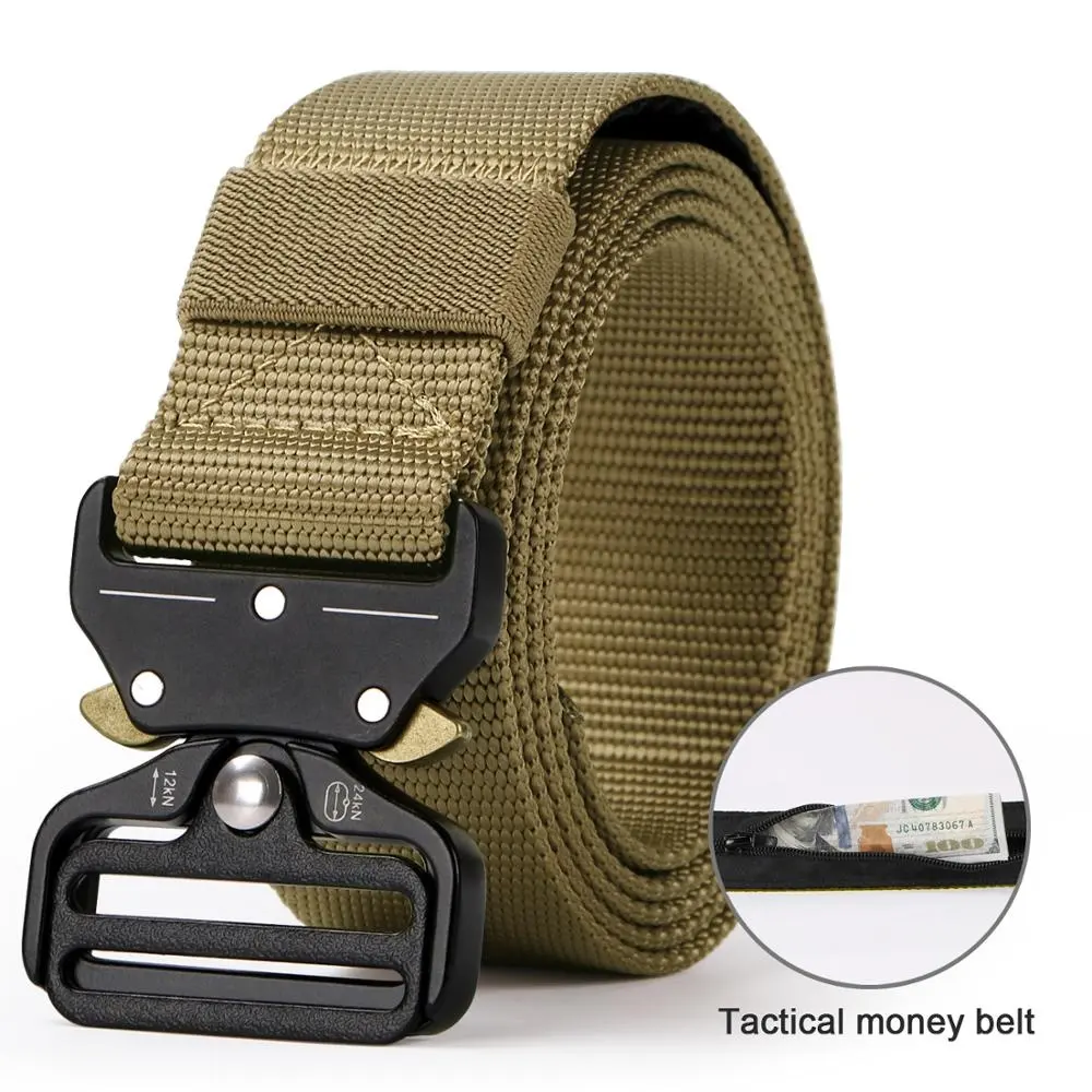 Heavy-Duty Quick-Release Style Breathable Nylon Canvas Webbing Riggers Web Belt with Money pocket