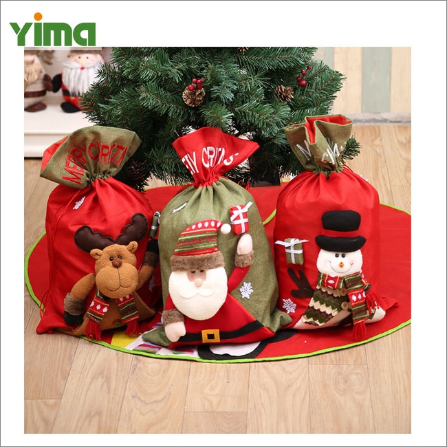 Wholesale custom Christmas drawstring gift bag and Christmas felt gift bag